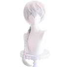 Peruca de cosplay genérica prateada branca trançada de 35 cm resistente ao calor Peruca de cosplay genérica prateada branca trançada de 35 cm resistente ao calor