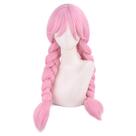Peruca de cosplay genérica rosa com trança dupla 75 cm sintética