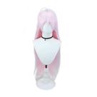Peruca de cosplay genérica rosa pastel longa reta com franja de 100 cm