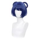 Peruca de cosplay Genshin Impact Xiangling Halloween azul escuro