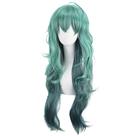 Peruca de cosplay, gradiente, verde a azul-petróleo, 80 cm, sintética feminina
