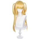 Peruca de cosplay, loira, com rabos de cavalo, 70 cm de comprimento, reta, sintética Peruca de cosplay, loira, com rabos de cavalo, 70 cm de comprimento, reta, sintética