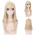 Peruca de cosplay loira de camadas longas e retas com parte central de 50 cm