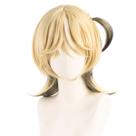 Peruca de cosplay loira e preta em dois tons de 40 cm de alta temperatura