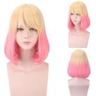 Peruca de cosplay loira e rosa Ombre Bob Cut 40cm para todas as idades