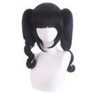 Peruca de cosplay Lolita 40cm em preto e marrom escuro com trança torcida