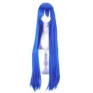 Peruca de cosplay longa azul reta com franja de 100 cm para adultos e crianças Peruca de cosplay longa azul reta com franja de 100 cm para adultos e crianças
