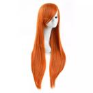 Peruca de cosplay longa de 80 cm laranja sintética com franja lateral