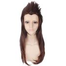 Peruca de cosplay longa e reta em camadas marrom de 60 cm para todas as idades