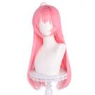 Peruca de cosplay longa e reta rosa com franja em camadas de 75 cm