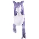 Peruca de cosplay longa gradiente roxa com orelha de gato de 35 cm - Genérica