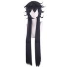 Peruca de cosplay longa preta espetada sintética resistente ao calor