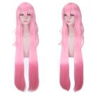 Peruca de cosplay longa, reta, rosa, 120 cm, sintética resistente ao calor