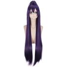 Peruca de cosplay longa roxa escura com rabo de cavalo alto 100cm