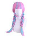 Peruca de cosplay longa trançada rosa e azul com fio de alta temperatura