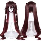 Peruca de cosplay meio a meio Hu Tao Brown 110 cm para mulheres Peruca de cosplay meio a meio Hu Tao Brown 110 cm para mulheres