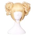 Peruca de cosplay My Heros Academias Anime Double Buns Gold