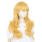 Peruca de cosplay Peach Princess em camadas, estilo ondulado, 80 cm com coroa