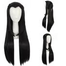 Peruca de cosplay Peruca preta longa reta com Widow's Peak