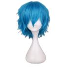 Peruca de cosplay, perucas sintéticas, cabelo curto azul para o Halloween Peruca de cosplay, perucas sintéticas, cabelo curto azul para o Halloween