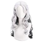 Peruca de cosplay preta e branca em dois tons longa encaracolada 65cm Peruca de cosplay preta e branca em dois tons longa encaracolada 65cm