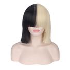 Peruca de cosplay preta e loira reta de 35 cm para adolescentes
