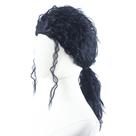 Peruca de cosplay preta encaracolada com rabo de cavalo sintético de 60 cm resistente ao calor