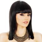 Peruca de cosplay preta estilo Cleopatra Straight Bob 45cm