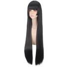 Peruca de cosplay preta longa reta resistente ao calor 100cm