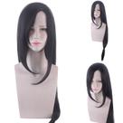 Peruca de cosplay preta longa reta resistente ao calor 100cm