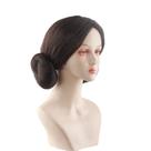 Peruca de cosplay Princess Leia Brown e penteado com coque duplo