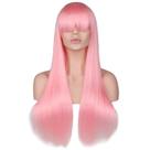 Peruca de cosplay rosa claro longa reta com franja cheia de 100 cm Peruca de cosplay rosa claro longa reta com franja cheia de 100 cm