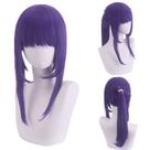 Peruca de cosplay roxa resistente ao calor sintética média de 45 cm
