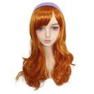 Peruca de cosplay Scooby-Doo Daphne, cabelo laranja comprido com bandana
