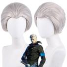 Peruca de cosplay Silver Spike Style para personagens de anime - 30cm