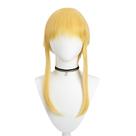 Peruca de cosplay sintética de alta temperatura 35 cm amarela para anime