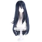 Peruca de cosplay sintética de alta temperatura, 80 cm de comprimento, azul escuro