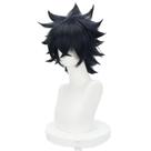 Peruca de cosplay Spiky Black Short sintética para adolescentes e adultos