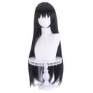 Peruca de cosplay Sy Long preta reta com franja em camadas de 80 cm