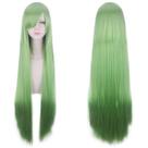 Peruca de cosplay verde claro longa reta com franja lateral de 100 cm Peruca de cosplay verde claro longa reta com franja lateral de 100 cm