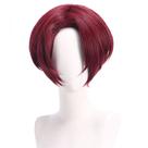 Peruca de cosplay vermelha escura mista curta com corte curto de 40 cm sintética