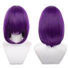 Peruca de cosplay XiongXiongle Deep Red Purple Short 40cm para adulto