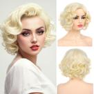 Peruca Dsimeig Short Curly Wavy Blonde sintética para mulheres