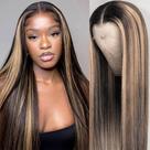 Peruca EAGERA 66cm Preto e Loiro Cabelo Humano 200% Densidade