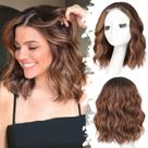 Peruca Eawwii Brown Highlight Short Wavy para mulheres estilo Bob Peruca Eawwii Brown Highlight Short Wavy para mulheres estilo Bob