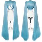 Peruca Ebingoo Blue Long Straight Sintética para Mulheres com Franja