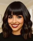 Peruca Elfairy 12" Black Highlights Brown Short Bob Wavy
