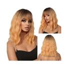 Peruca Encaracolada Marrom Vermelha Com Franja, Comprimento Médio, Cabelo Sintético Ondulado Natural