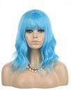 Peruca EnileCor azul curta encaracolada com franja de ar, 14", feminina Peruca EnileCor azul curta encaracolada com franja de ar, 14", feminina