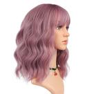 Peruca EnileCor Purple Short Curly Wavy Bob Sintética Feminina